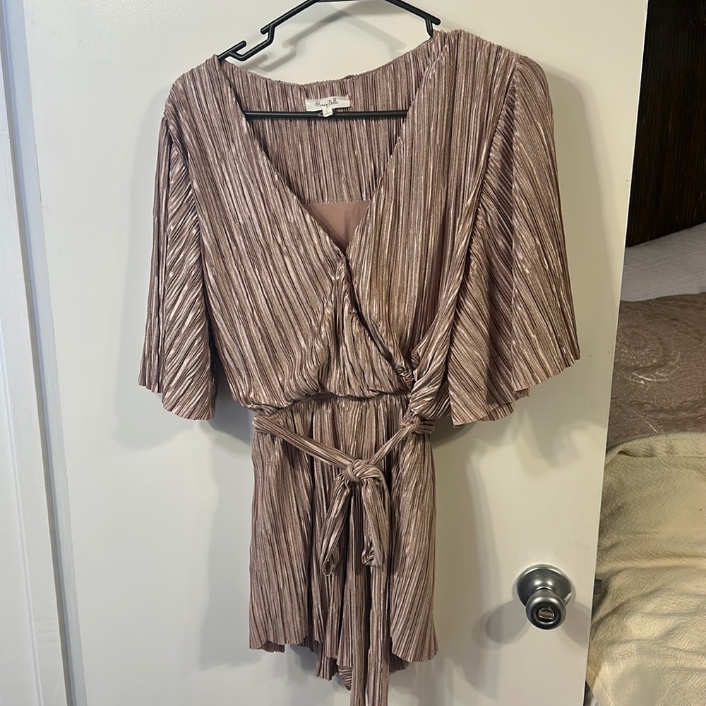 Honey Belle Pink Metallic Romper
